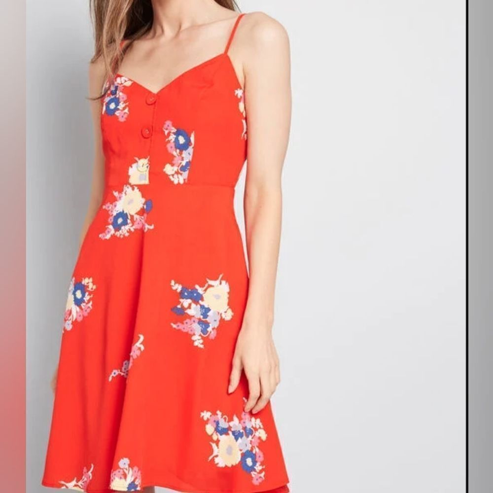 Mod Cloth Floral Button-Front Dress